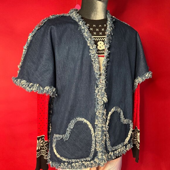 Vintage Artisan Denim Fringe Jacket – 1980s–90s Handmade Boho Statement - Picture 11 of 12